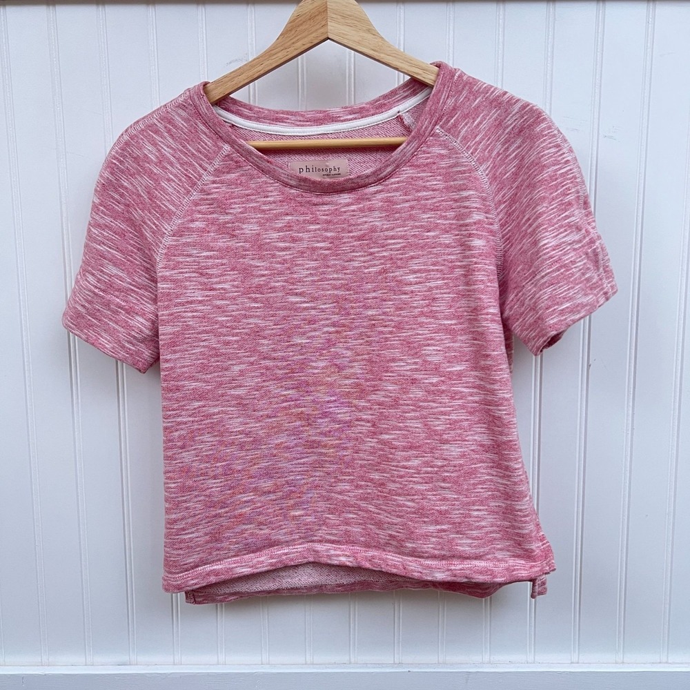 Philosophy Women's Sweatshirt Top Pink Barbie Coquette Marled Short Sleeve Sz S